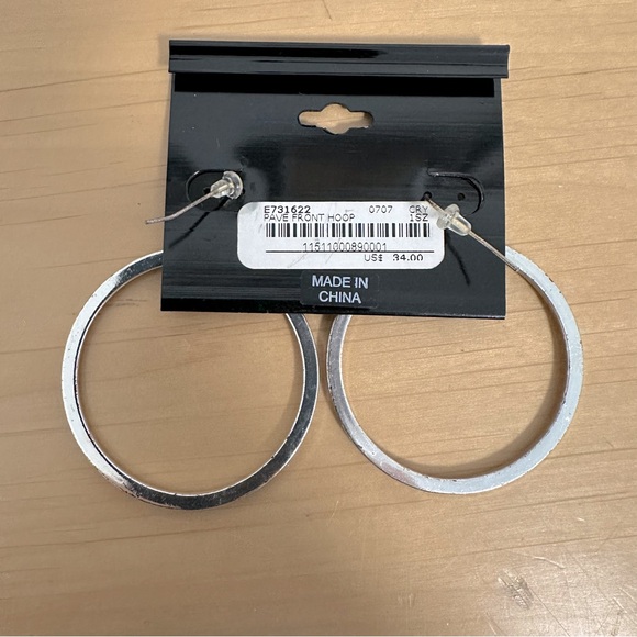 New in box Bebe jewelry! Gorgeous pave rhinestone hoop earrings! - Picture 2 of 2